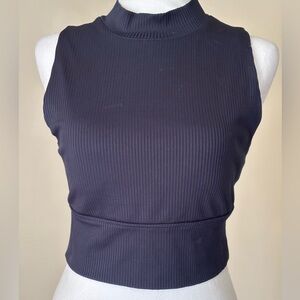Forever 21 Dark Blue Ribbed Crop Top Size Large